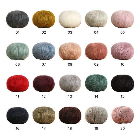 Sea Mohair(シーモヘア)25g |アルパカ50%×モヘア50%|ふんわり軽やか|引き揃え糸・透け感ニット・マフラー作り|韓国ファッション|全20色