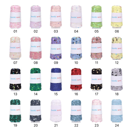 【綿100%】Twinkle Yarnトゥインクルヤーン50g|ユニークなスパンコール付きコットン糸|131色|春夏のクリエイティブ編み物に最適|自分だけの作品を創れる
