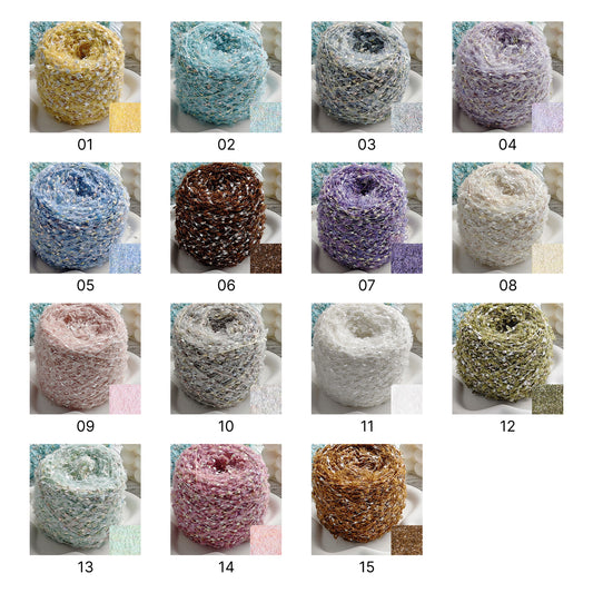 Dreamy Sparkle Yarn(ドリーミースパークルヤーン)|ウール混紡・引き揃え糸|スパンコール付き・韓国風マカロンカラー|全15色