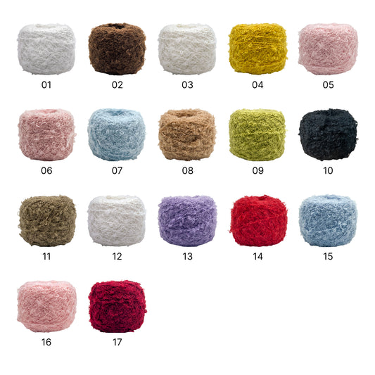 Teddy Loop Yarn(テディループヤーン)50g|くるくるループのブークレヤーン|ウール混|もこもこファンシーヤーン|韓国風ツイード調|あみぐるみ・引き揃え糸に|全17色