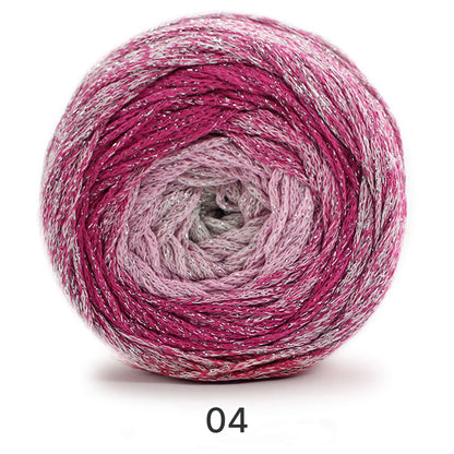 Galaxy Cake Yarn（ギャラクシーケーキヤーン）200g｜銀河のように輝くグラデーション｜韓国トレンド・Y2K｜キラキラ銀糸入り｜バッグ編みに｜大容量