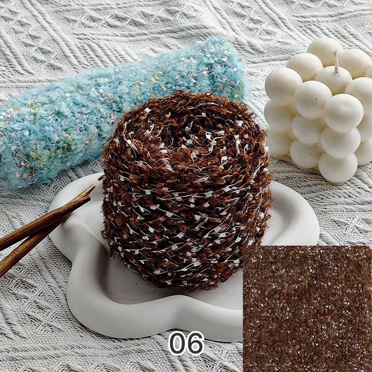 Dreamy Sparkle Yarn（ドリーミースパークルヤーン）｜ウール混紡・引き揃え糸｜スパンコール付き・韓国風マカロンカラー｜全15色