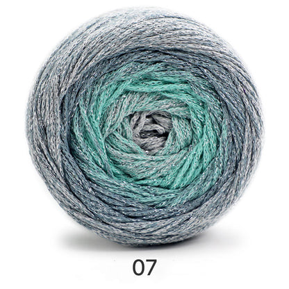 Galaxy Cake Yarn（ギャラクシーケーキヤーン）200g｜銀河のように輝くグラデーション｜韓国トレンド・Y2K｜キラキラ銀糸入り｜バッグ編みに｜大容量