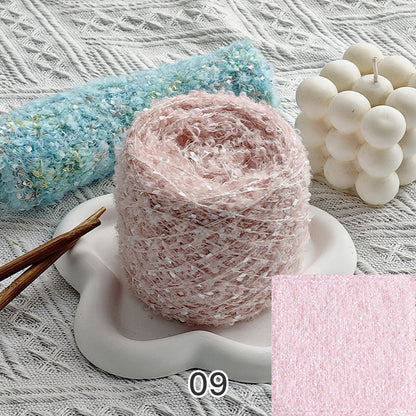 Dreamy Sparkle Yarn（ドリーミースパークルヤーン）｜ウール混紡・引き揃え糸｜スパンコール付き・韓国風マカロンカラー｜全15色