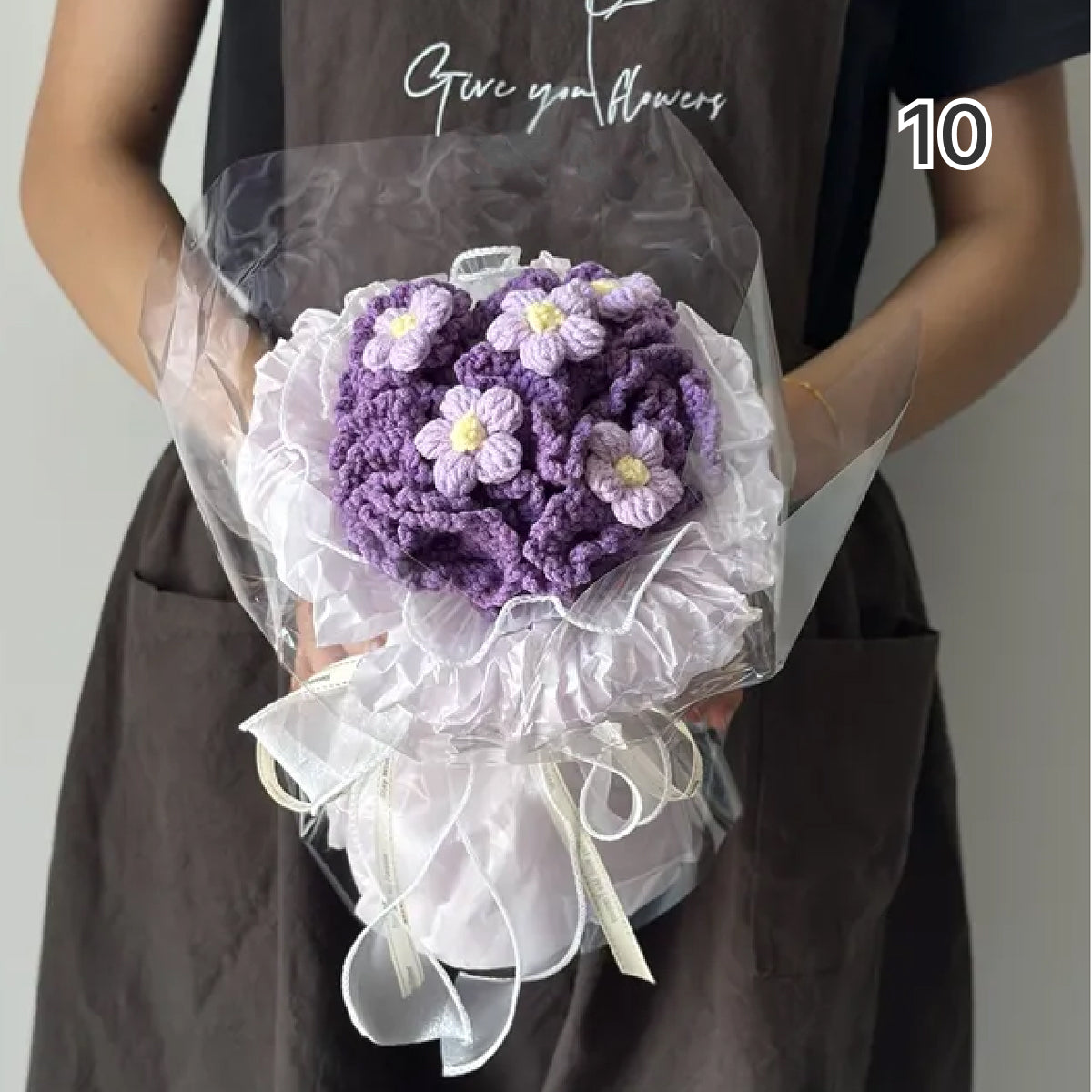 【完成品】ずっと咲き続ける 毛糸の花束（ニットブーケ）｜枯れない手編みフラワー・誕生日やプレゼントに｜全10色・編む手間なし