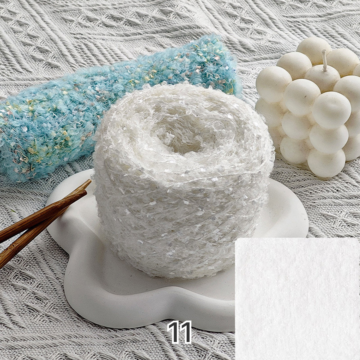 Dreamy Sparkle Yarn（ドリーミースパークルヤーン）｜ウール混紡・引き揃え糸｜スパンコール付き・韓国風マカロンカラー｜全15色