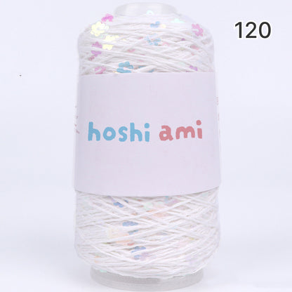 【綿100％】Twinkle Flower Yarn（トゥインクルフラワーヤーン）50g｜花モチーフのスパンコールがきらめくコットン糸｜全8色｜単体でも引き揃えでも映える特別な1玉