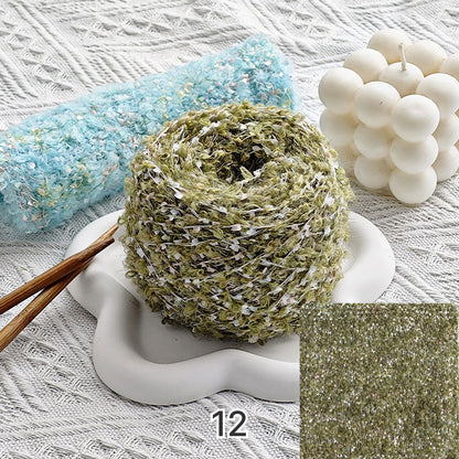 Dreamy Sparkle Yarn（ドリーミースパークルヤーン）｜ウール混紡・引き揃え糸｜スパンコール付き・韓国風マカロンカラー｜全15色