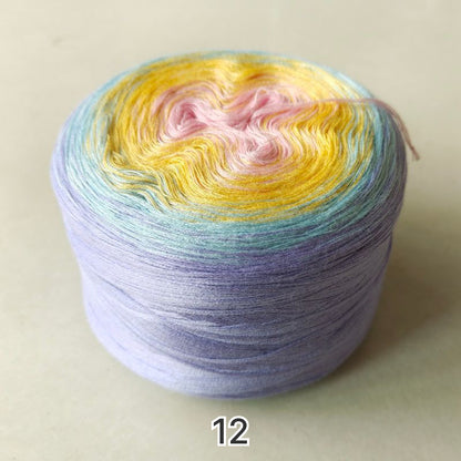 【シルケット加工・綿100%】Joyful Cake Yarn（ジョイフルケーキヤーン）｜ロングピッチ段染め・韓国風｜夏用ウェア・ショール・ブランケットに最適｜全37色｜電子版 ショール編みレシピ プレゼント！
