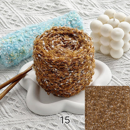 Dreamy Sparkle Yarn（ドリーミースパークルヤーン）｜ウール混紡・引き揃え糸｜スパンコール付き・韓国風マカロンカラー｜全15色