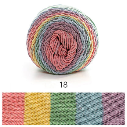 Rainbow Cotton（レインボーコットン） 100g｜カラフルなグラデーションケーキヤーン｜編むだけで可愛いボーダー柄｜韓国風｜コットン混合｜全23色