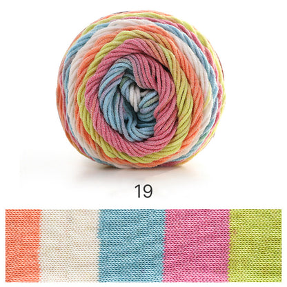 Rainbow Cotton（レインボーコットン） 100g｜カラフルなグラデーションケーキヤーン｜編むだけで可愛いボーダー柄｜韓国風｜コットン混合｜全23色
