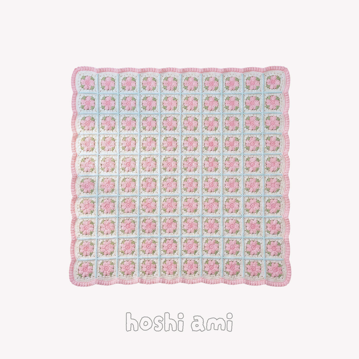【手編みキット】桜モチーフブランケット ｜100枚の花が咲く感動の大作｜編み図＆動画解説付き（つなぎ方・縁編み）