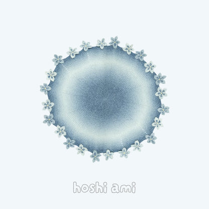 【手編みキット】海棠（カイドウ）ブランケット｜花モチーフ｜ブルーグラデーション｜ギフトにも｜初心者さんOK｜動画＋電子版編み図付き