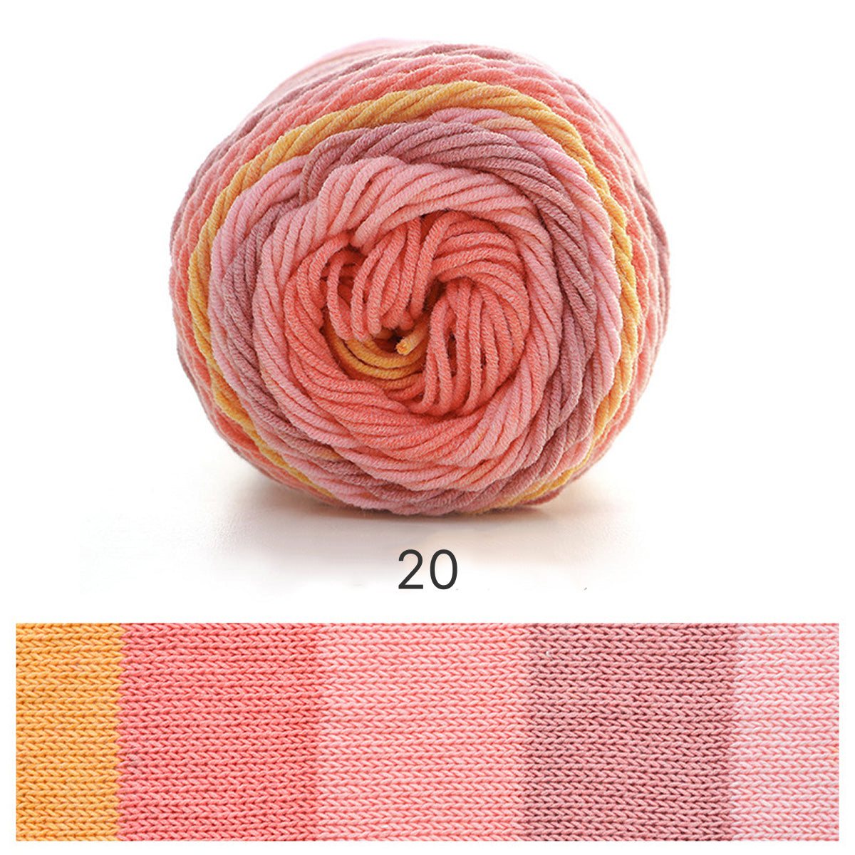Rainbow Cotton（レインボーコットン） 100g｜カラフルなグラデーションケーキヤーン｜編むだけで可愛いボーダー柄｜韓国風｜コットン混合｜全23色