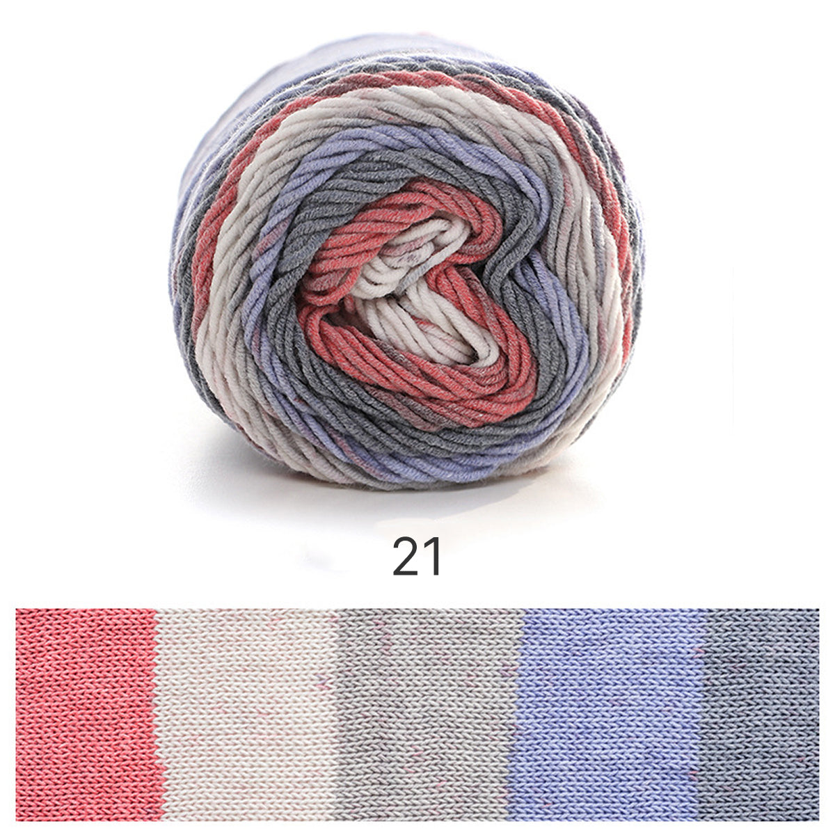 Rainbow Cotton（レインボーコットン） 100g｜カラフルなグラデーションケーキヤーン｜編むだけで可愛いボーダー柄｜韓国風｜コットン混合｜全23色