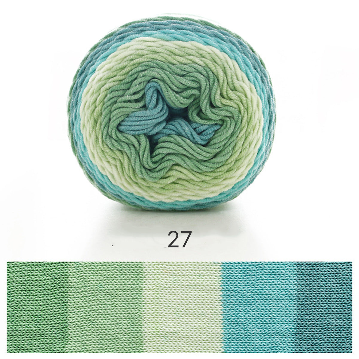 Rainbow Cotton（レインボーコットン） 100g｜カラフルなグラデーションケーキヤーン｜編むだけで可愛いボーダー柄｜韓国風｜コットン混合｜全23色