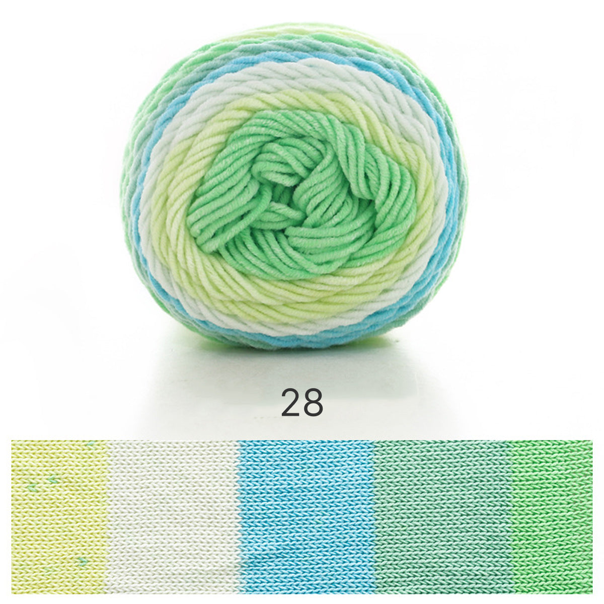 Rainbow Cotton（レインボーコットン） 100g｜カラフルなグラデーションケーキヤーン｜編むだけで可愛いボーダー柄｜韓国風｜コットン混合｜全23色