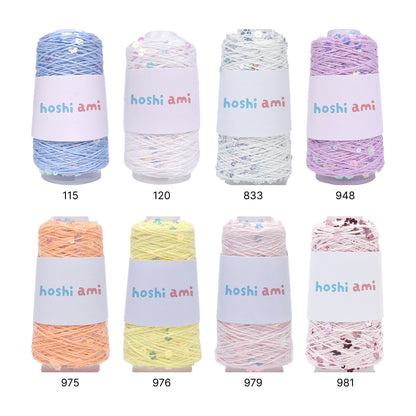 【綿100％】Twinkle Flower Yarn（トゥインクルフラワーヤーン）50g｜花モチーフのスパンコールがきらめくコットン糸｜全8色｜単体でも引き揃えでも映える特別な1玉