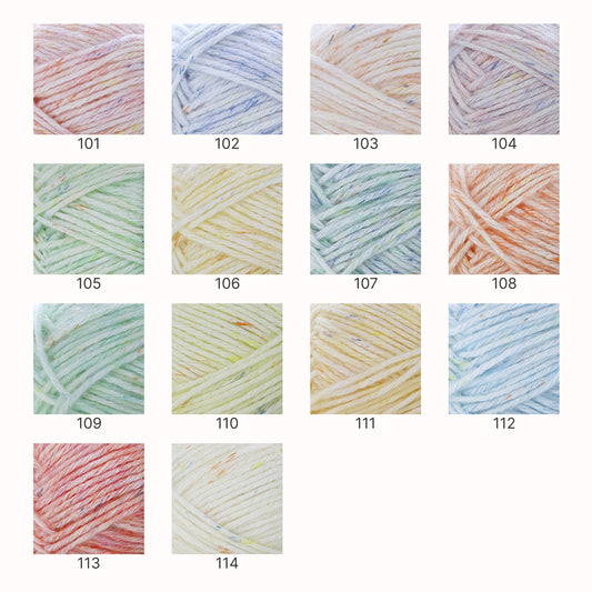 Mousse Cotton（ムース・コットン）50g｜韓国インテリア風｜空気を編むような新感覚｜カラフルネップ入りエアリーコットン糸｜並太｜全14色