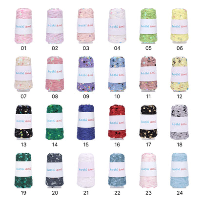 【綿100％】Twinkle Yarnトゥインクルヤーン50g｜ユニークなスパンコール付きコットン糸｜131色｜春夏のクリエイティブ編み物に最適｜自分だけの作品を創れる