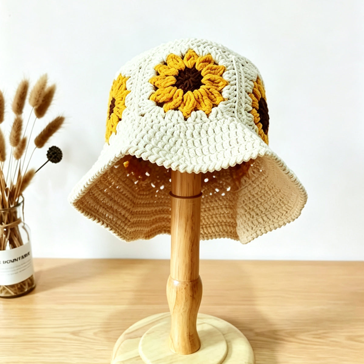 【手編みキット】Sunflower Granny Hat（ひまわり・グラニーハット）｜春夏コーデに最適｜初心者向け｜SNSで大人気｜編み方動画付き
