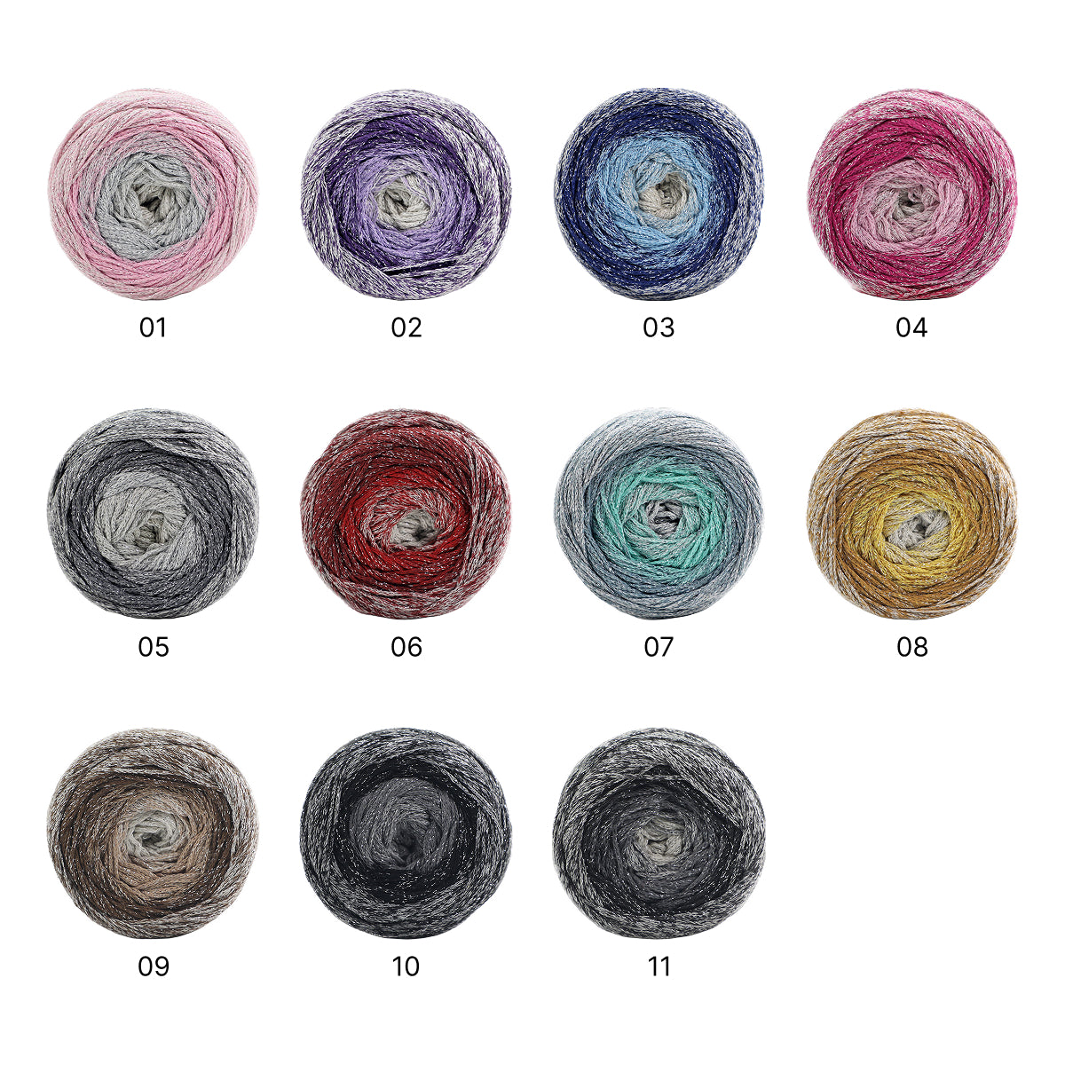 Galaxy Cake Yarn（ギャラクシーケーキヤーン）200g｜銀河のように輝くグラデーション｜韓国トレンド・Y2K｜キラキラ銀糸入り｜バッグ編みに｜大容量