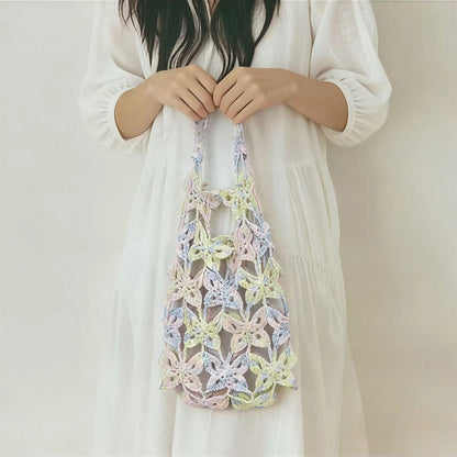 【手編みキット】Monet Chou Bag（モネ チョウ バッグ）｜涼やかな透かし蝶型デザイン｜持ち歩くアート｜夏糸Monet Modal｜インナーバッグ付き｜編み図＋一部動画付き