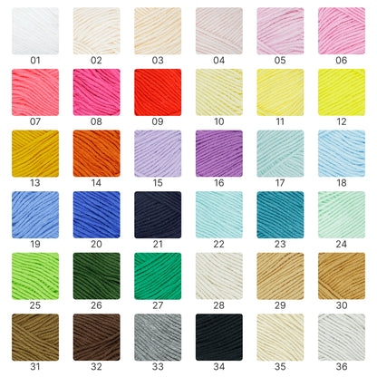 Premium Combed Cotton Lite（プレミアム・コーマコットン・ライト）40g｜高品質4ply｜軽やかで滑らかな編み心地｜推し活にぴったり｜初心者にもおすすめ｜全67色　