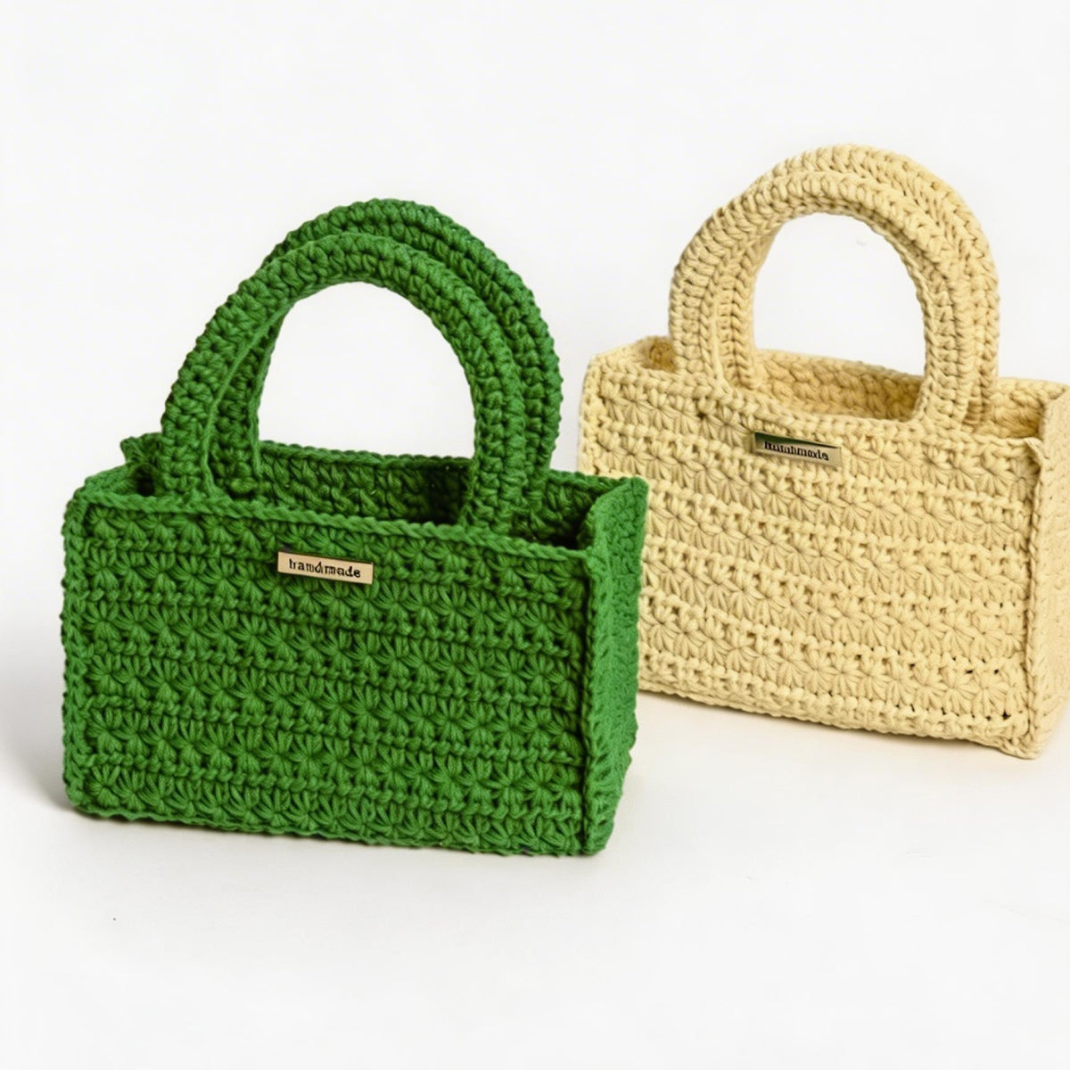 【手編みキット】綿100％ 星バッグ（hoshi bag）｜星形模様のスクエアバッグ ｜かごバッグ風・全37色｜ボトルホルダーにもなるデイジーチャーム付き｜編み方動画レシピ付き