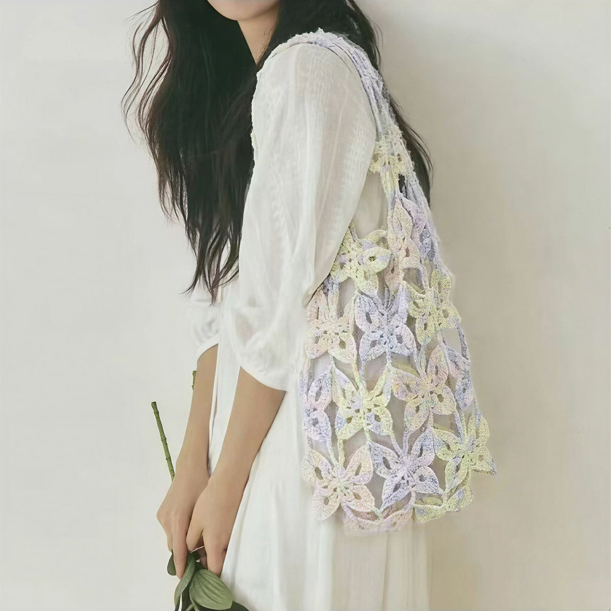 【手編みキット】Monet Chou Bag（モネ チョウ バッグ）｜涼やかな透かし蝶型デザイン｜持ち歩くアート｜夏糸Monet Modal｜インナーバッグ付き｜編み図＋一部動画付き