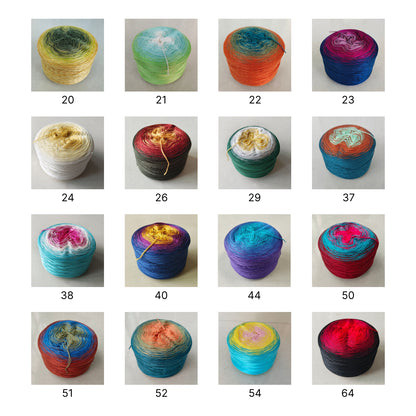 【シルケット加工・綿100%】Joyful Cake Yarn（ジョイフルケーキヤーン）｜ロングピッチ段染め・韓国風｜夏用ウェア・ショール・ブランケットに最適｜全37色｜電子版 ショール編みレシピ プレゼント！