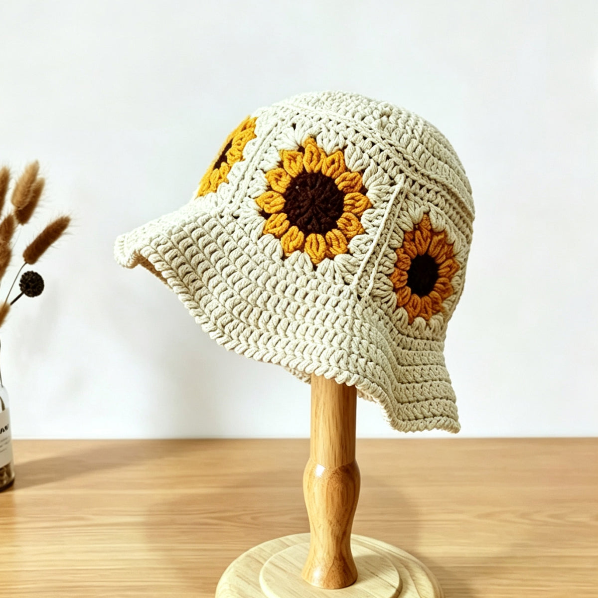 【手編みキット】Sunflower Granny Hat（ひまわり・グラニーハット）｜春夏コーデに最適｜初心者向け｜SNSで大人気｜編み方動画付き