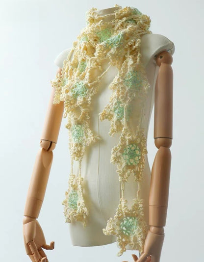 【手編みキット】Mousse Hana Shawl（ムースハナショール）｜花モチーフつなぎの三角ショール｜コットン入り｜冷房対策にも｜全16タイプ｜編み図＋動画付き