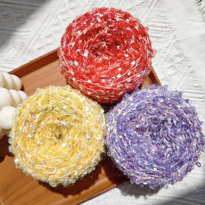 Dreamy Sparkle Yarn（ドリーミースパークルヤーン）｜ウール混紡・引き揃え糸｜スパンコール付き・韓国風マカロンカラー｜全15色