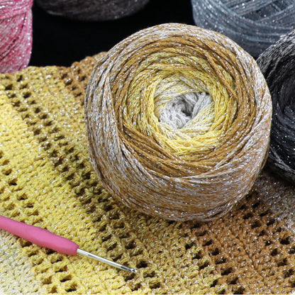 Galaxy Cake Yarn（ギャラクシーケーキヤーン）200g｜銀河のように輝くグラデーション｜韓国トレンド・Y2K｜キラキラ銀糸入り｜バッグ編みに｜大容量