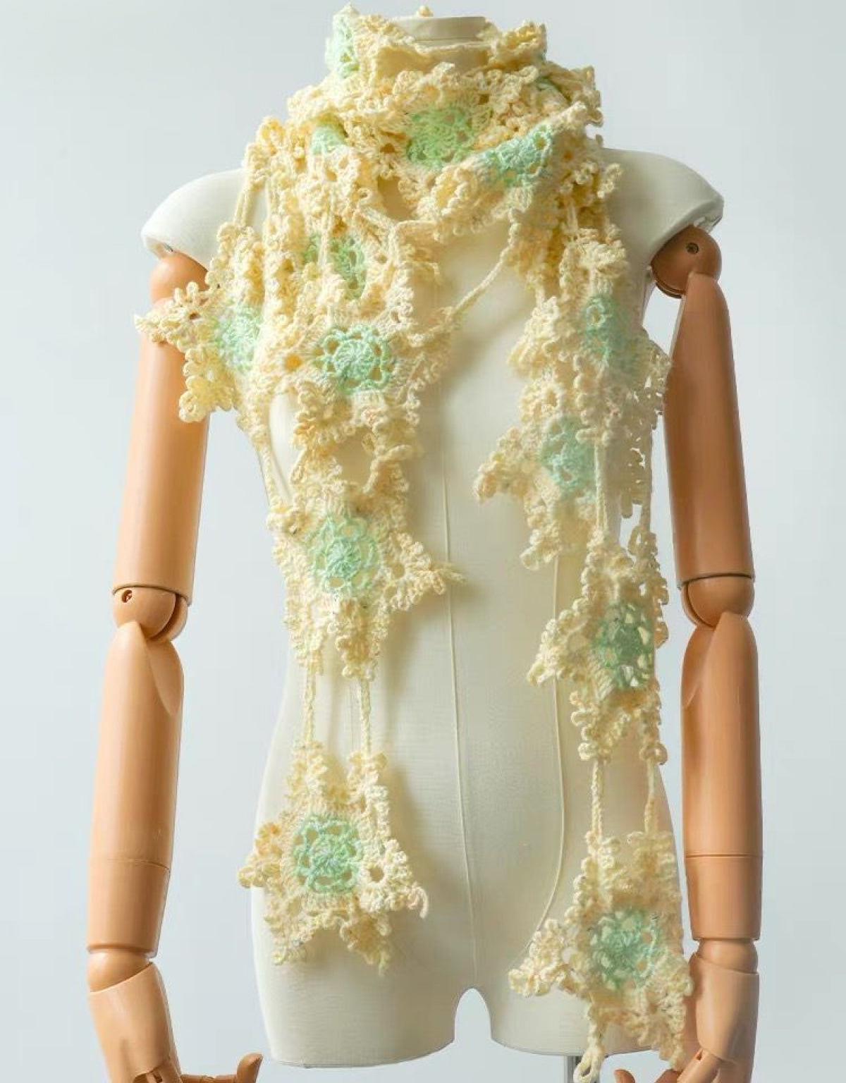 【手編みキット】Mousse Hana Shawl（ムースハナショール）｜花モチーフつなぎの三角ショール｜コットン入り｜冷房対策にも｜全16タイプ｜編み図＋動画付き