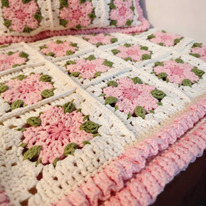 【手編みキット】桜モチーフブランケット ｜100枚の花が咲く感動の大作｜編み図＆動画解説付き（つなぎ方・縁編み）