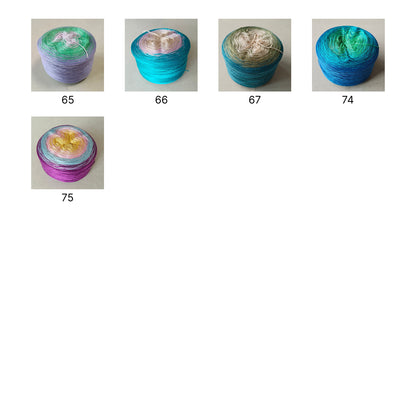 【シルケット加工・綿100%】Joyful Cake Yarn（ジョイフルケーキヤーン）｜ロングピッチ段染め・韓国風｜夏用ウェア・ショール・ブランケットに最適｜全37色｜電子版 ショール編みレシピ プレゼント！