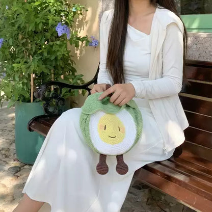 【手編みキット】Fruit-chan Bag（フルーツちゃんバッグ）｜レトロかわいいフルーツモチーフバッグ｜あみぐるみ風・オレンジ＆青りんご｜春夏コットン｜初心者向け｜編み図・動画付き
