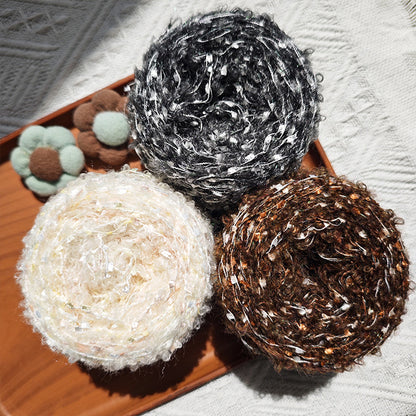 Dreamy Sparkle Yarn（ドリーミースパークルヤーン）｜ウール混紡・引き揃え糸｜スパンコール付き・韓国風マカロンカラー｜全15色