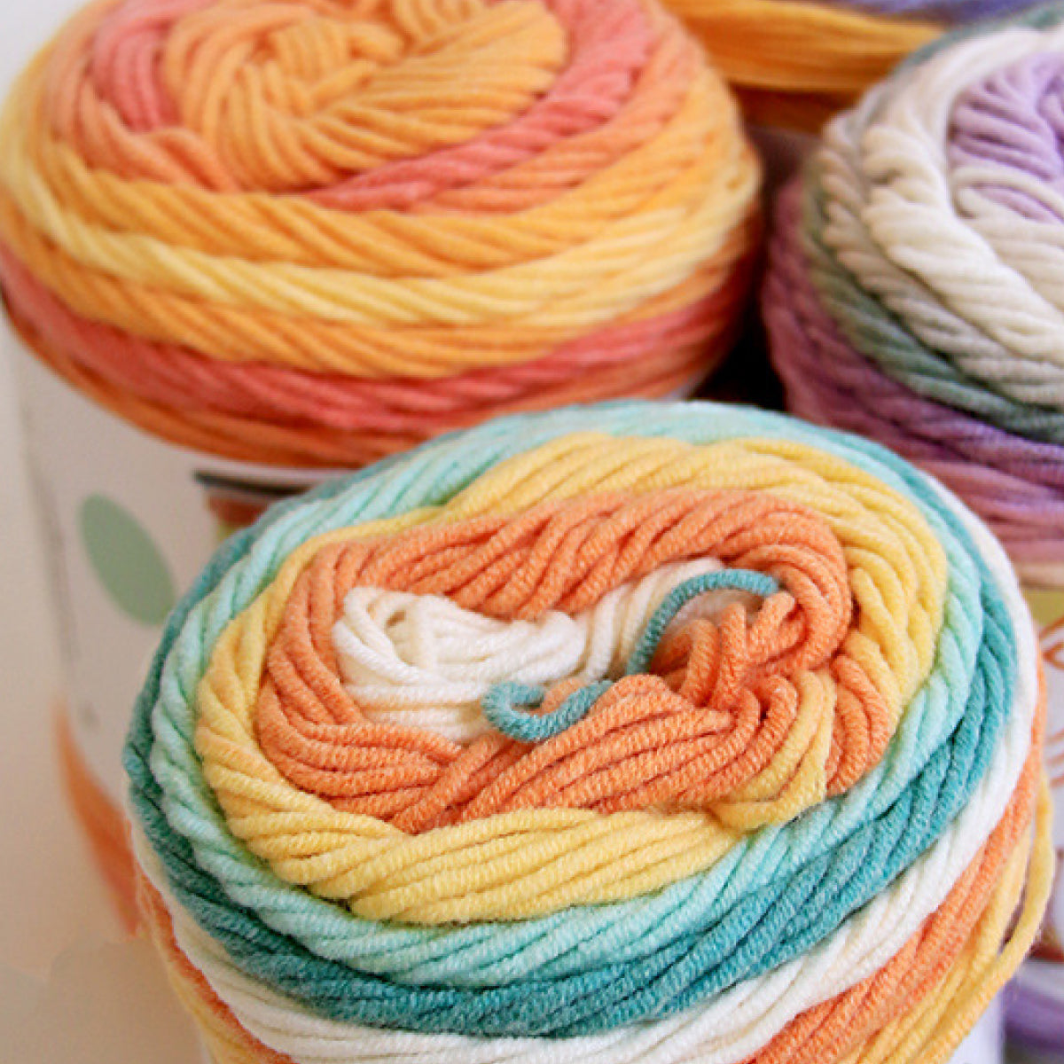 Rainbow Cotton（レインボーコットン） 100g｜カラフルなグラデーションケーキヤーン｜編むだけで可愛いボーダー柄｜韓国風｜コットン混合｜全23色
