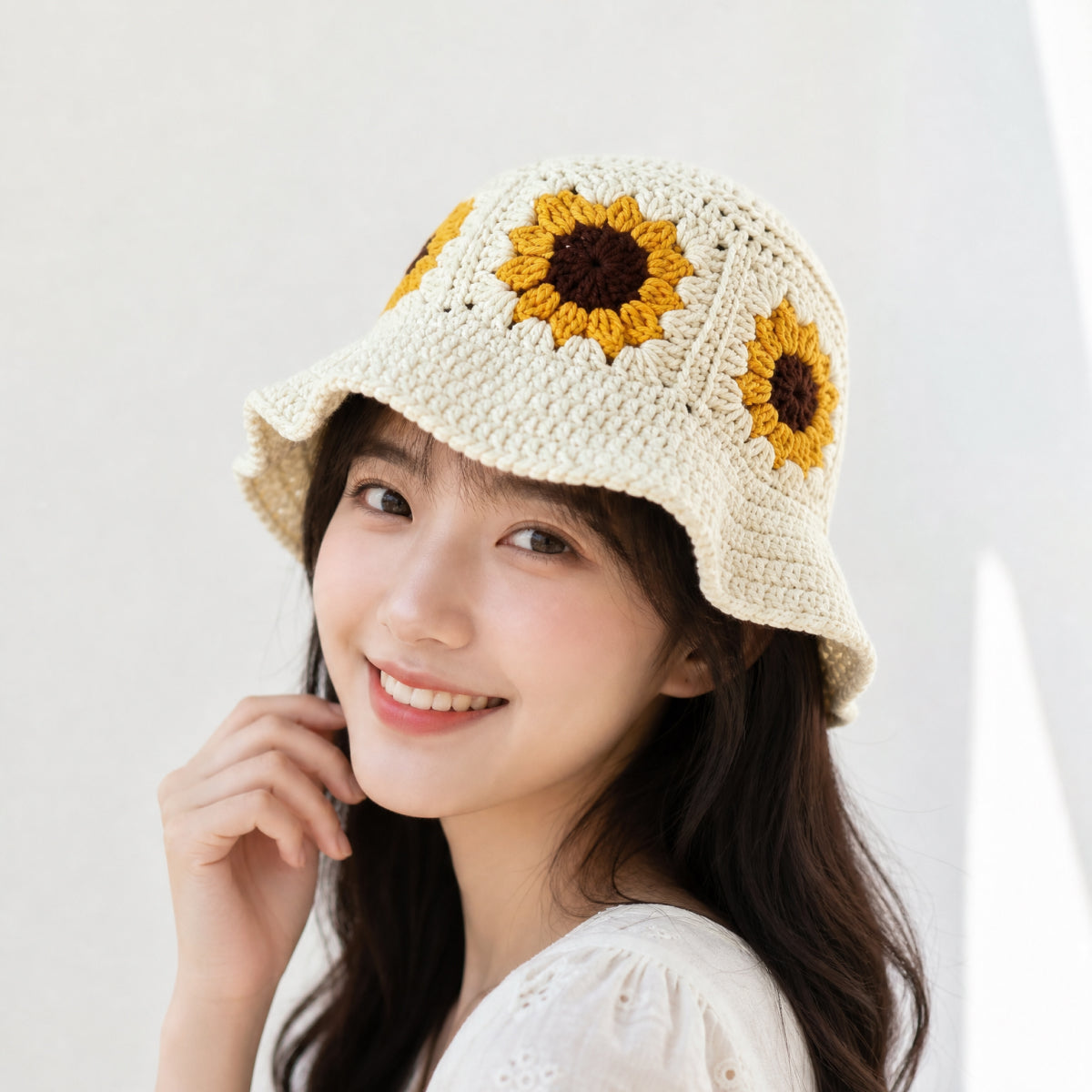 【手編みキット】Sunflower Granny Hat（ひまわり・グラニーハット）｜春夏コーデに最適｜初心者向け｜SNSで大人気｜編み方動画付き