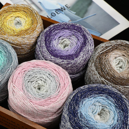 Galaxy Cake Yarn（ギャラクシーケーキヤーン）200g｜銀河のように輝くグラデーション｜韓国トレンド・Y2K｜キラキラ銀糸入り｜バッグ編みに｜大容量