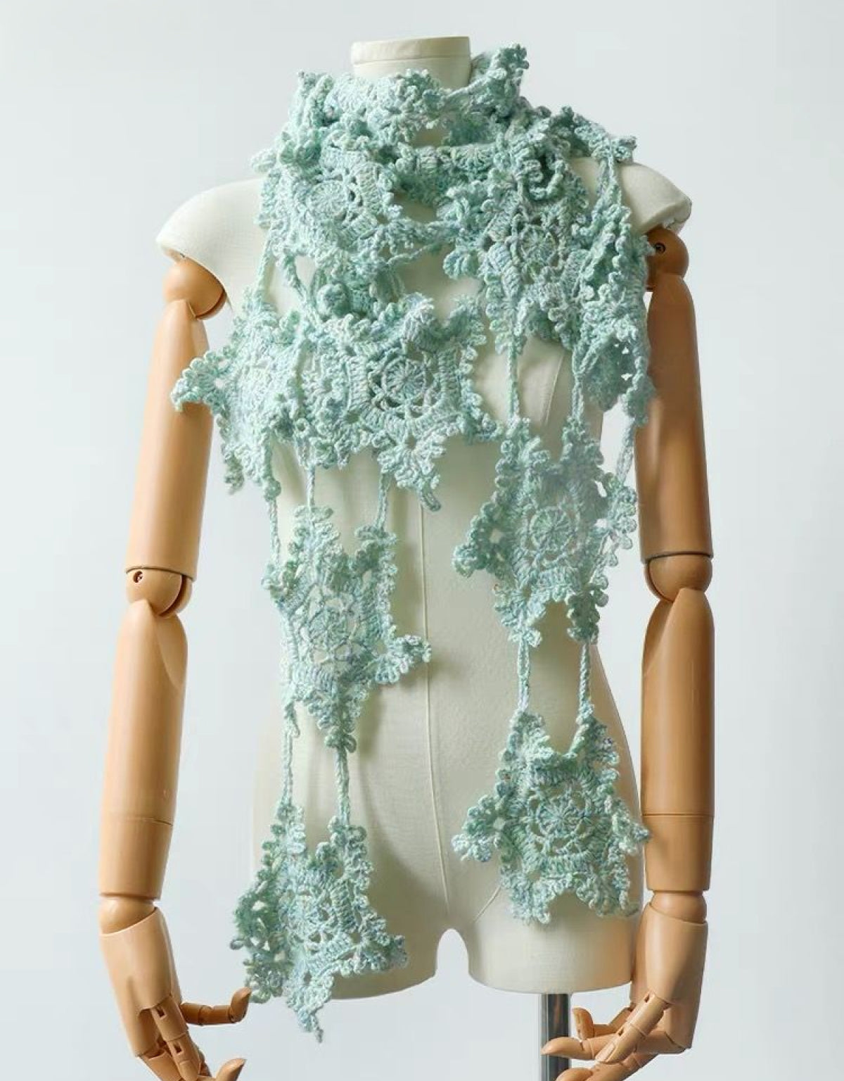 【手編みキット】Mousse Hana Shawl（ムースハナショール）｜花モチーフつなぎの三角ショール｜コットン入り｜冷房対策にも｜全16タイプ｜編み図＋動画付き