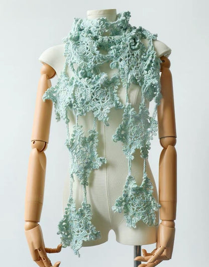 【手編みキット】Mousse Hana Shawl（ムースハナショール）｜花モチーフつなぎの三角ショール｜コットン入り｜冷房対策にも｜全16タイプ｜編み図＋動画付き