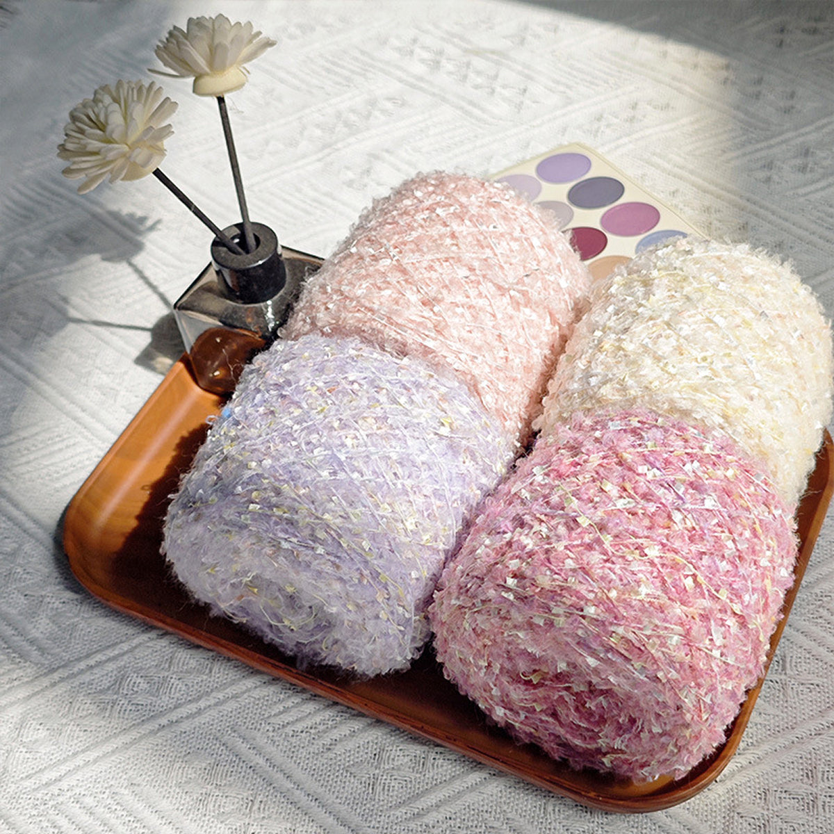 Dreamy Sparkle Yarn（ドリーミースパークルヤーン）｜ウール混紡・引き揃え糸｜スパンコール付き・韓国風マカロンカラー｜全15色