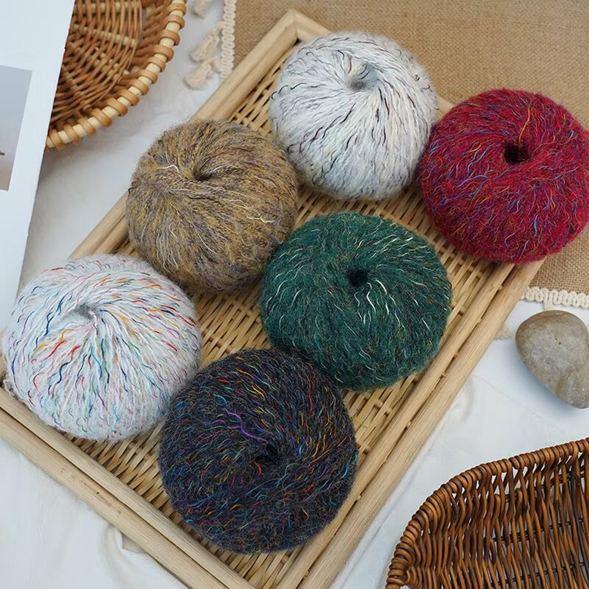 Hanabi Alpaca（ハナビ アルパカ）50g｜花火の彩り｜スーパーキッドモヘヤ＆アルパカ混｜韓国トレンド｜引き揃え風の華やかさ｜ファンシーヤーン｜全16色