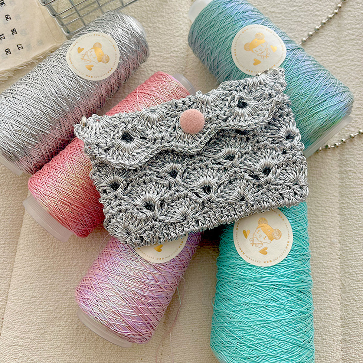 Jewel Metallic Yarn（ジュエルメタリックヤーン）200g｜メタリックな輝き｜韓国トレンド｜スマホショルダー・バッグ作りに｜大容量｜全29色