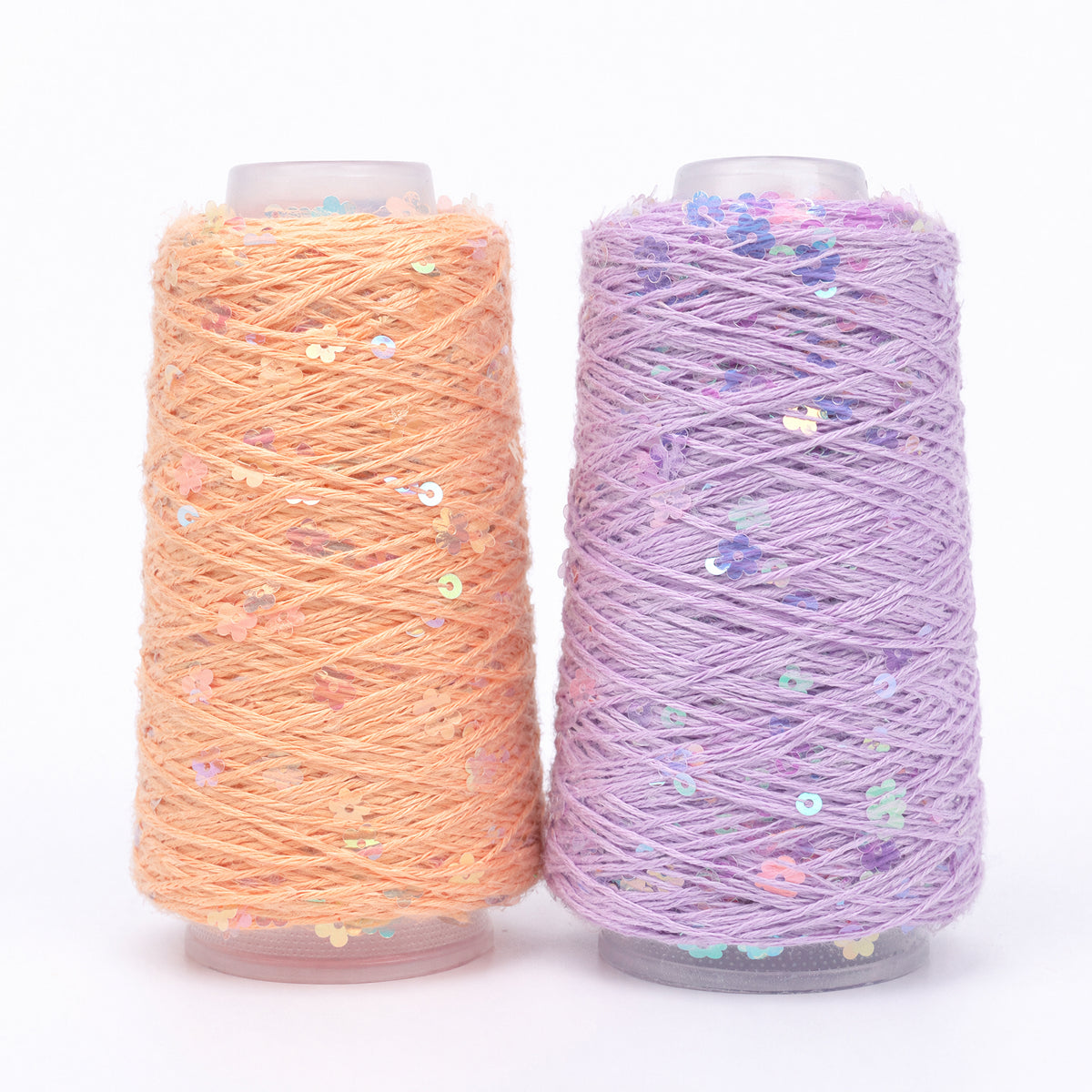 【綿100％】Twinkle Flower Yarn（トゥインクルフラワーヤーン）50g｜花モチーフのスパンコールがきらめくコットン糸｜全8色｜単体でも引き揃えでも映える特別な1玉